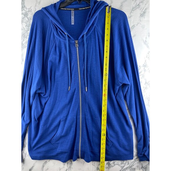 Calvin Klein Performance Womens 3X Blue Zip-Up Hoodie - Picture 3 of 9